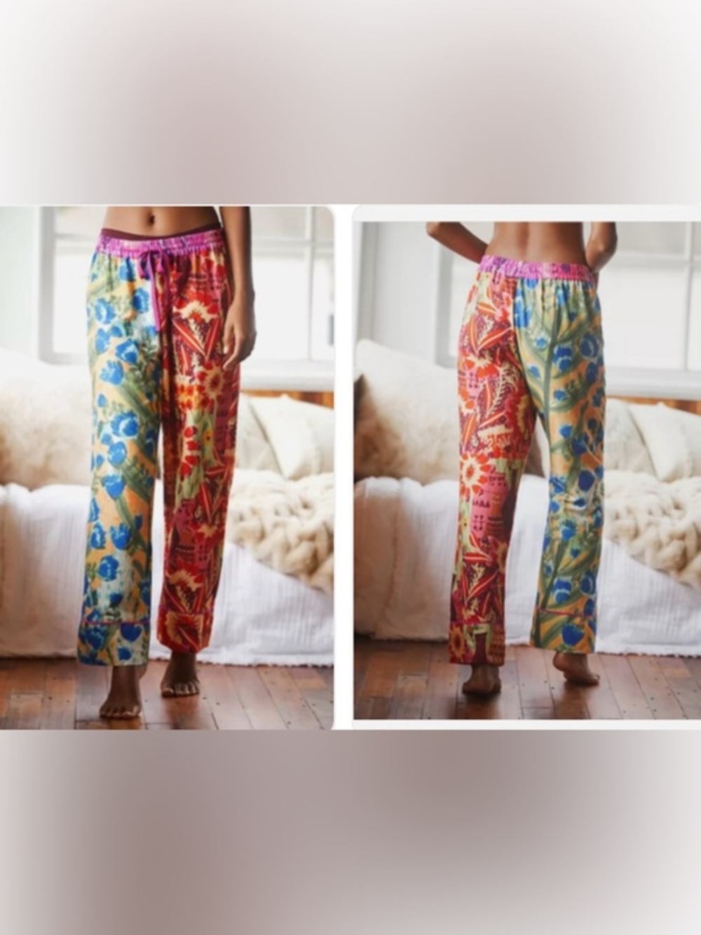 Anthropologie Roeqiya Fris Garden Bloom Flannel Pajama Pants Lounge Pjs size M